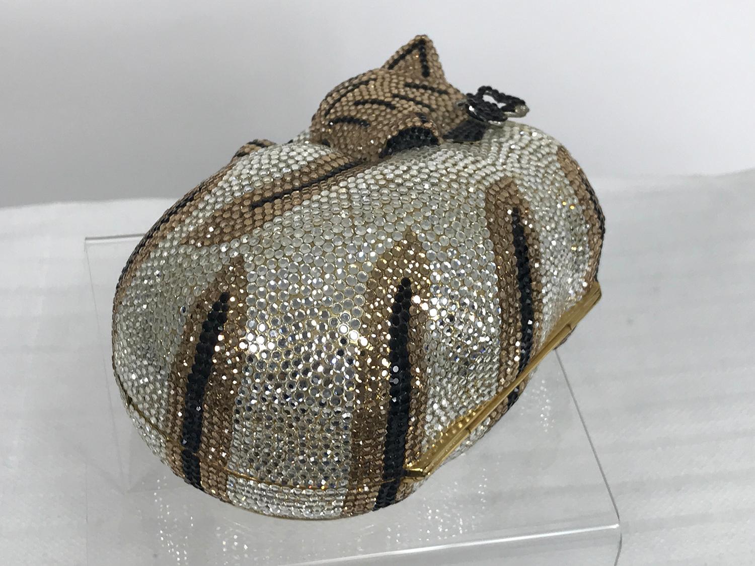Women's Swarovski Crystal Encrusted Mamma Cat & Kitten Evening Handbag Shoulder bag  For Sale