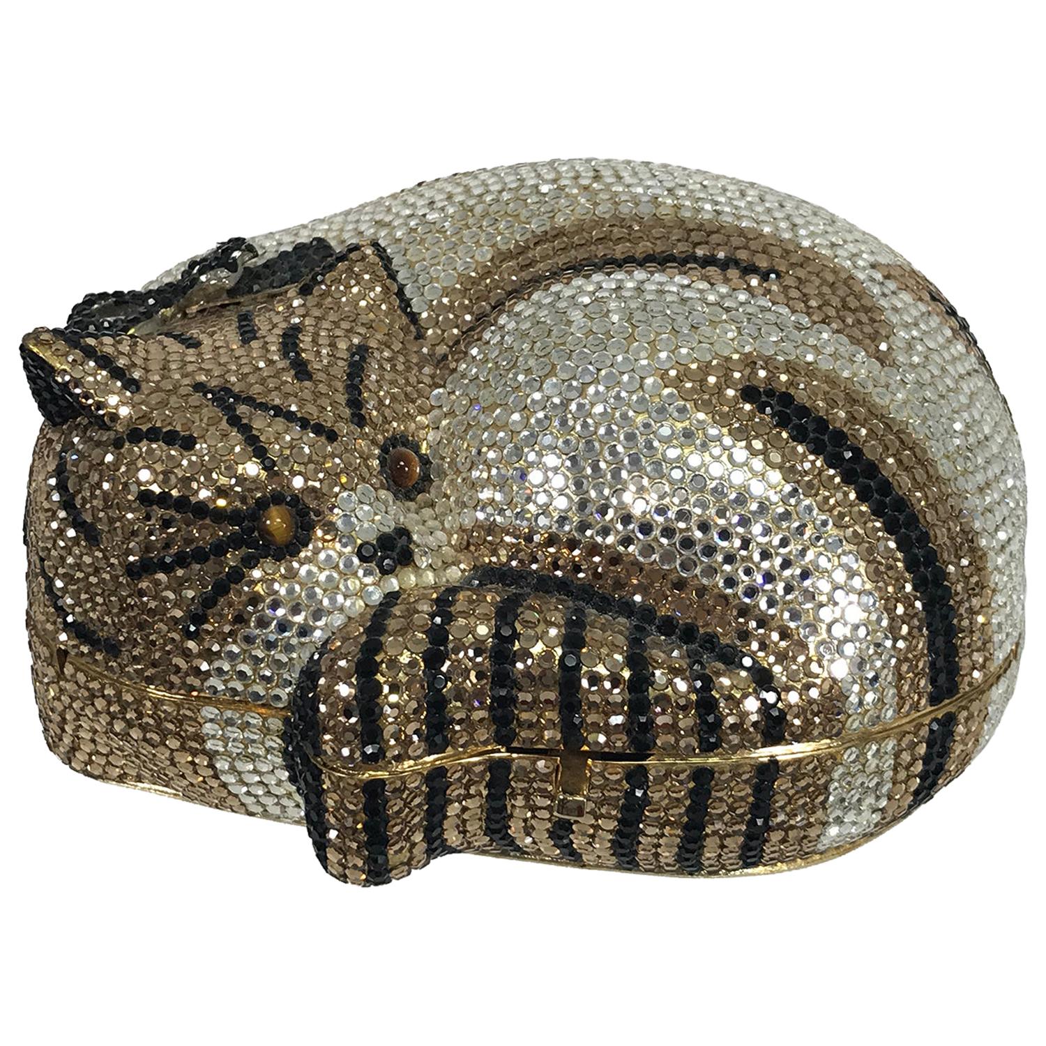 Sac à main de soirée porté épaule incrusté de cristaux Swarovski Mamma Cat & Kitten 