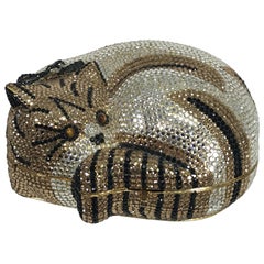 Vintage Swarovski Crystal Encrusted Mamma Cat & Kitten Evening Handbag Shoulder bag 