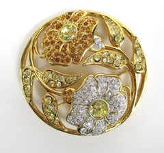 SWAROVSKI Crystal Floral Circle Brooch Pin New,  Never Worn 2000