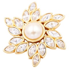 Swarovski Crystal Gold Plate Star Flower Brooch with SAL hallmark