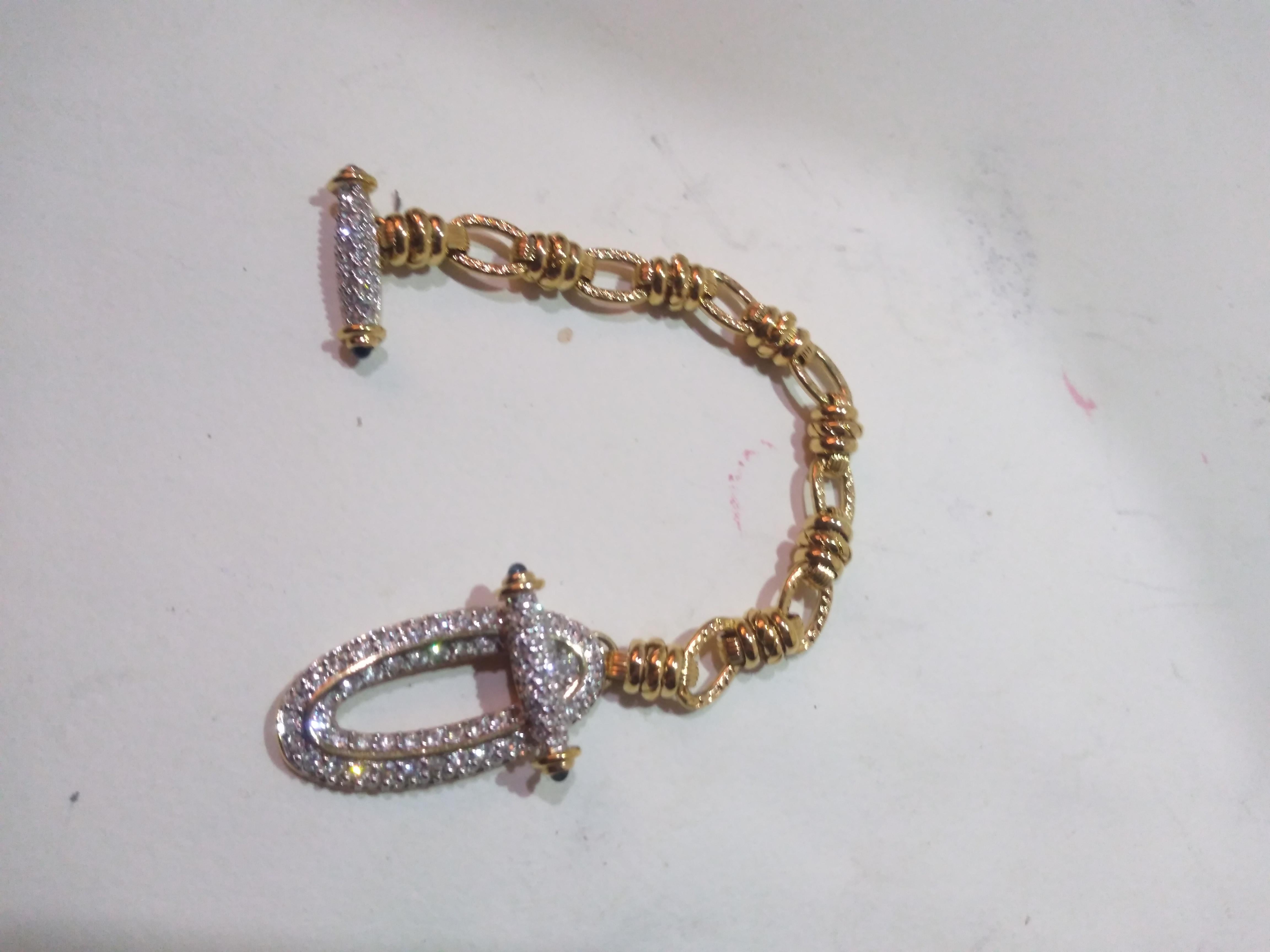 20th Century Swarovski Crystal Goldstone Bracelet with Swarovski Crystals