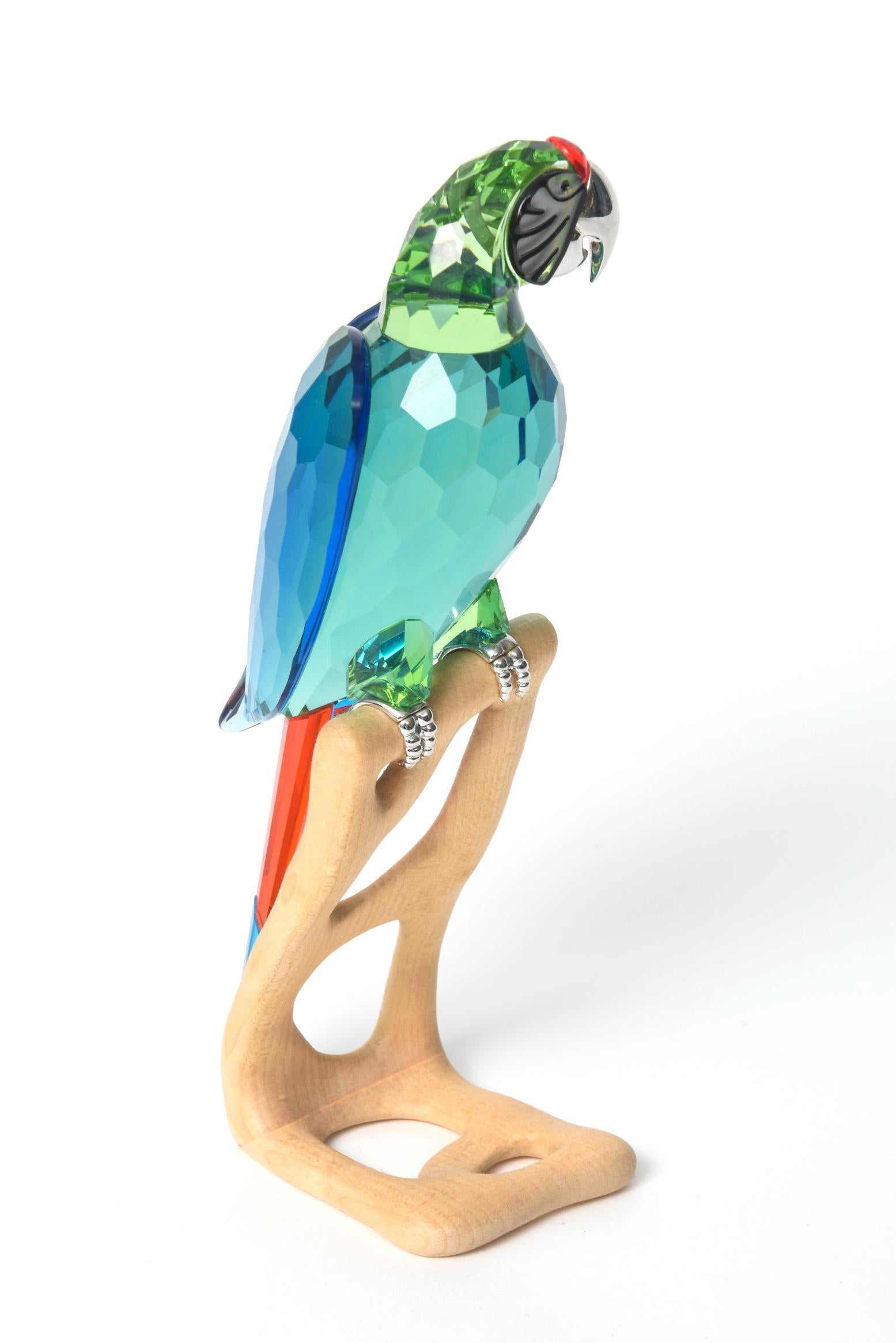 Austriaco Swarovski Crystal Macaw Chrome Green Large Parrot in Birds of Paradise #685824 in vendita