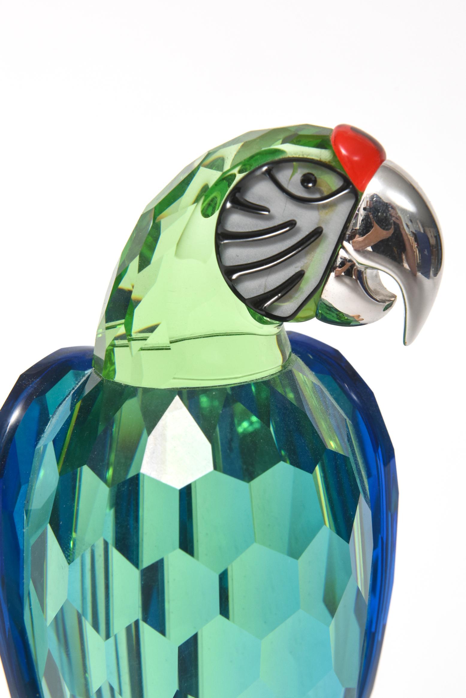 Autrichien Swarovski Crystal Macaw Chrome Green Large Parrot in Birds of Paradise #685824 en vente