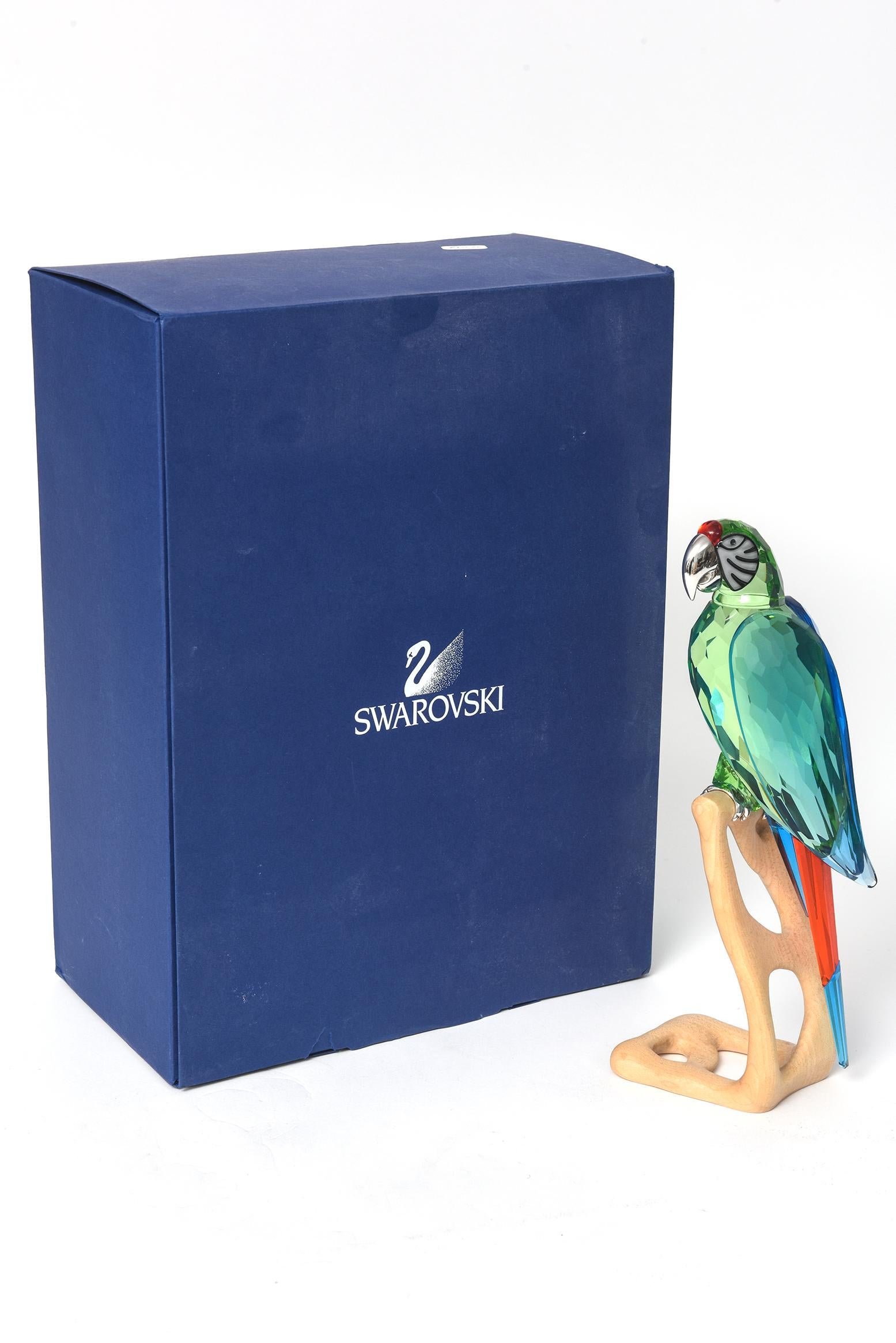 Cristal Swarovski Crystal Macaw Chrome Green Large Parrot in Birds of Paradise #685824 en vente