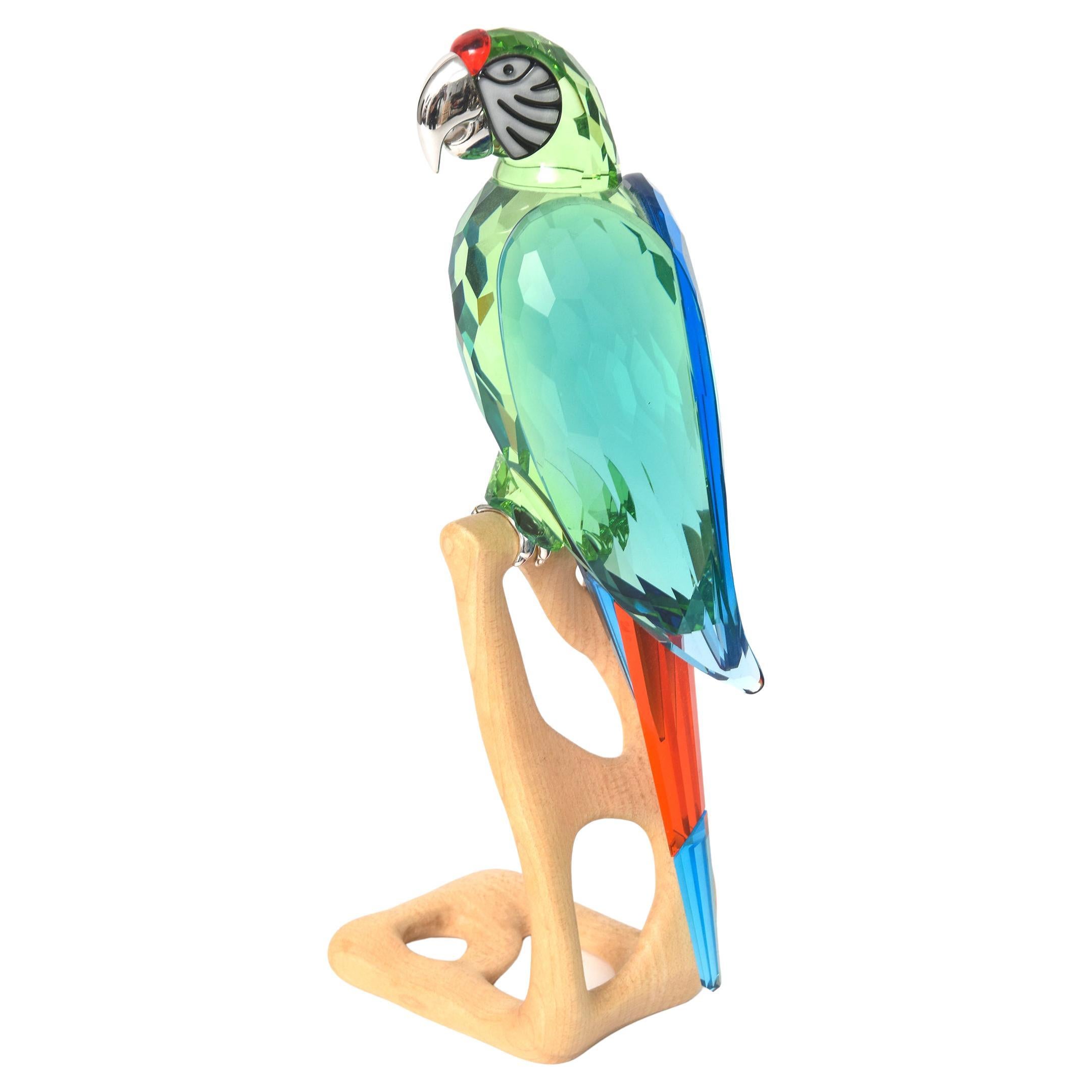 Swarovski Crystal Macaw Chrom Grün Großer Papagei in Vögeln des Paradieses  #685824 im Angebot bei 1stDibs