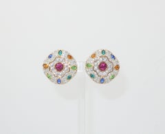 Swarovski Crystal Multi Color Rhinestone Clip On Earrings