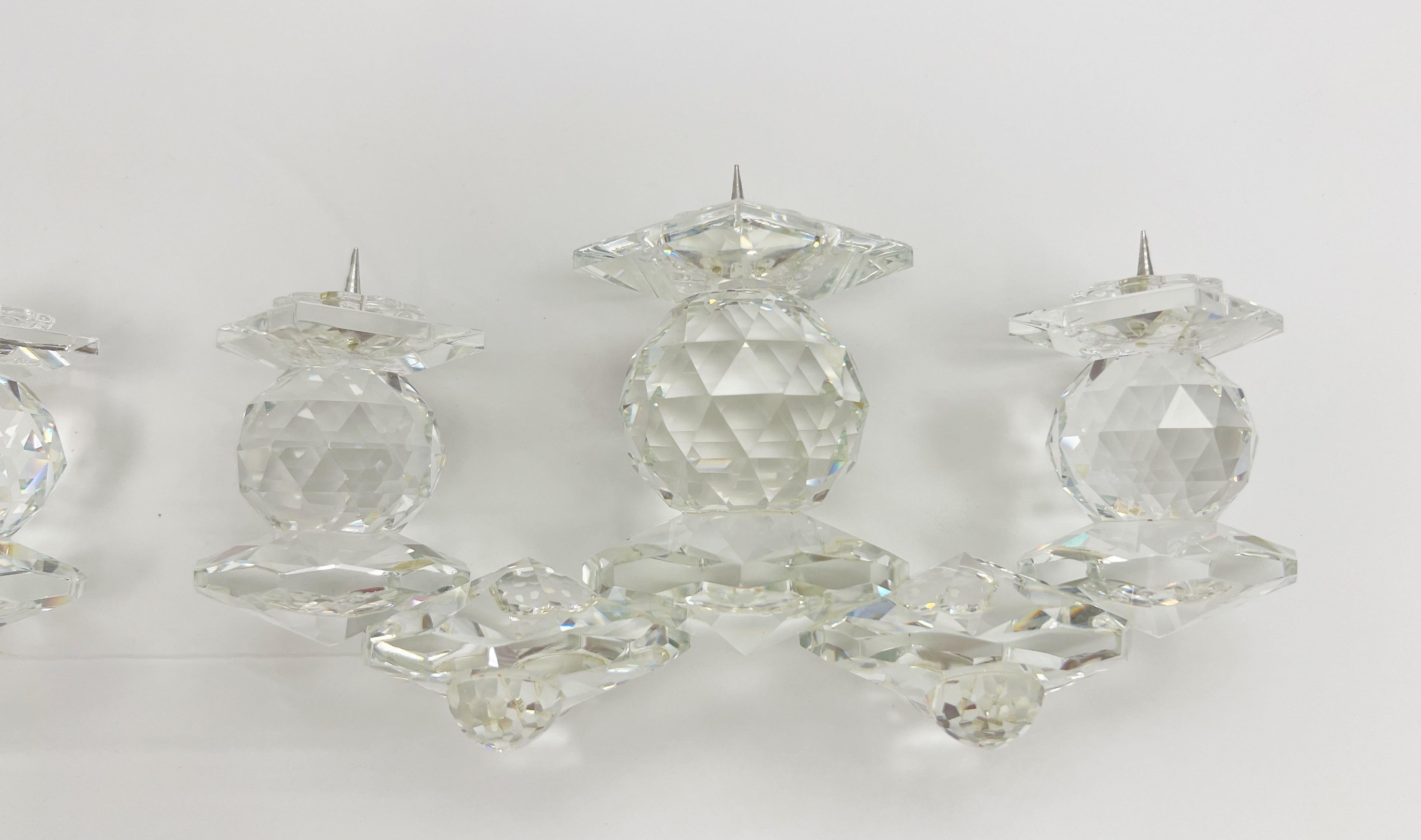Austrian Swarovski Crystal Pair of  Large Candle Holders Candelabra  For Sale
