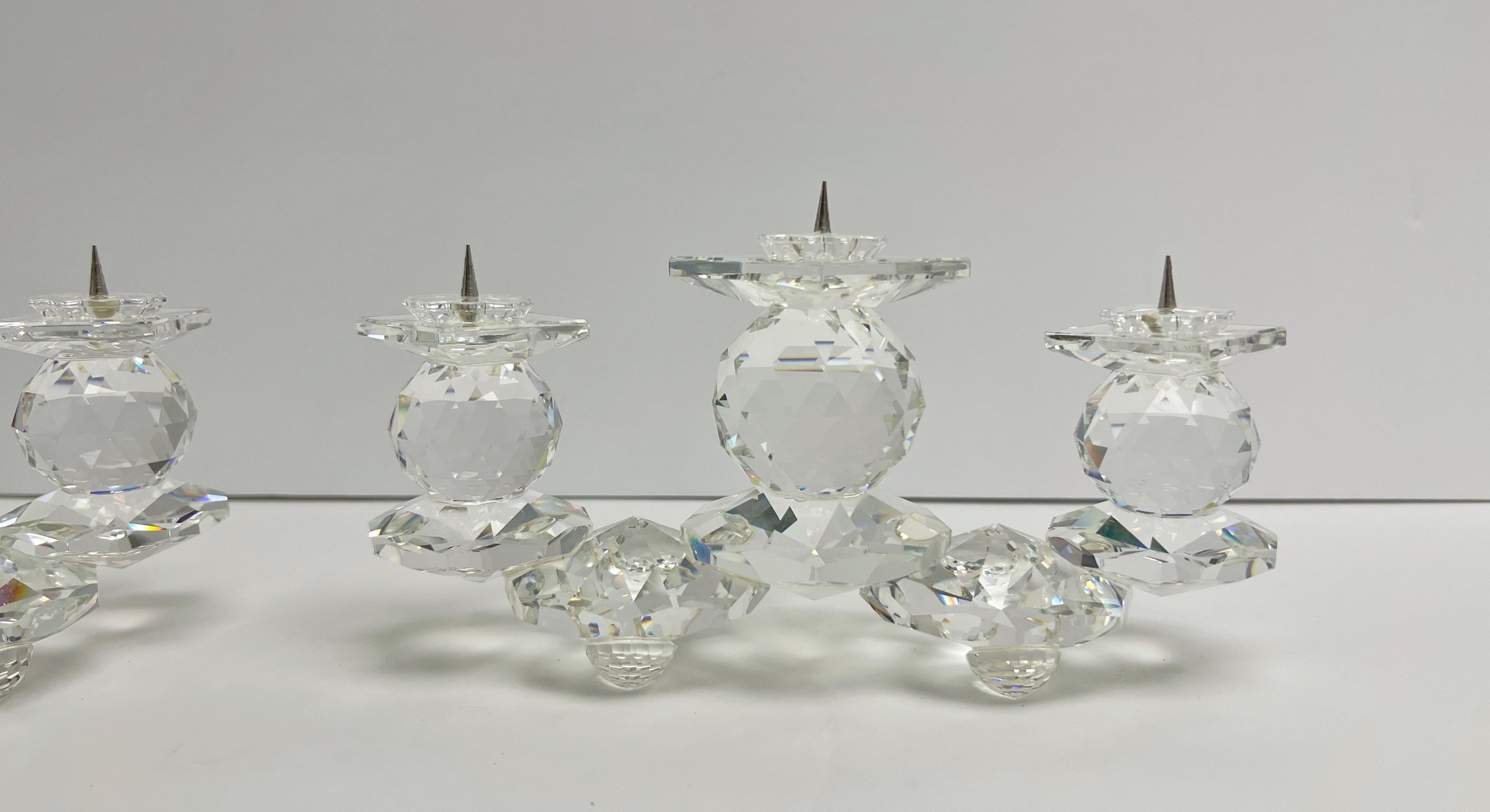 Late 20th Century Swarovski Crystal Pair of  Large Candle Holders Candelabra  For Sale