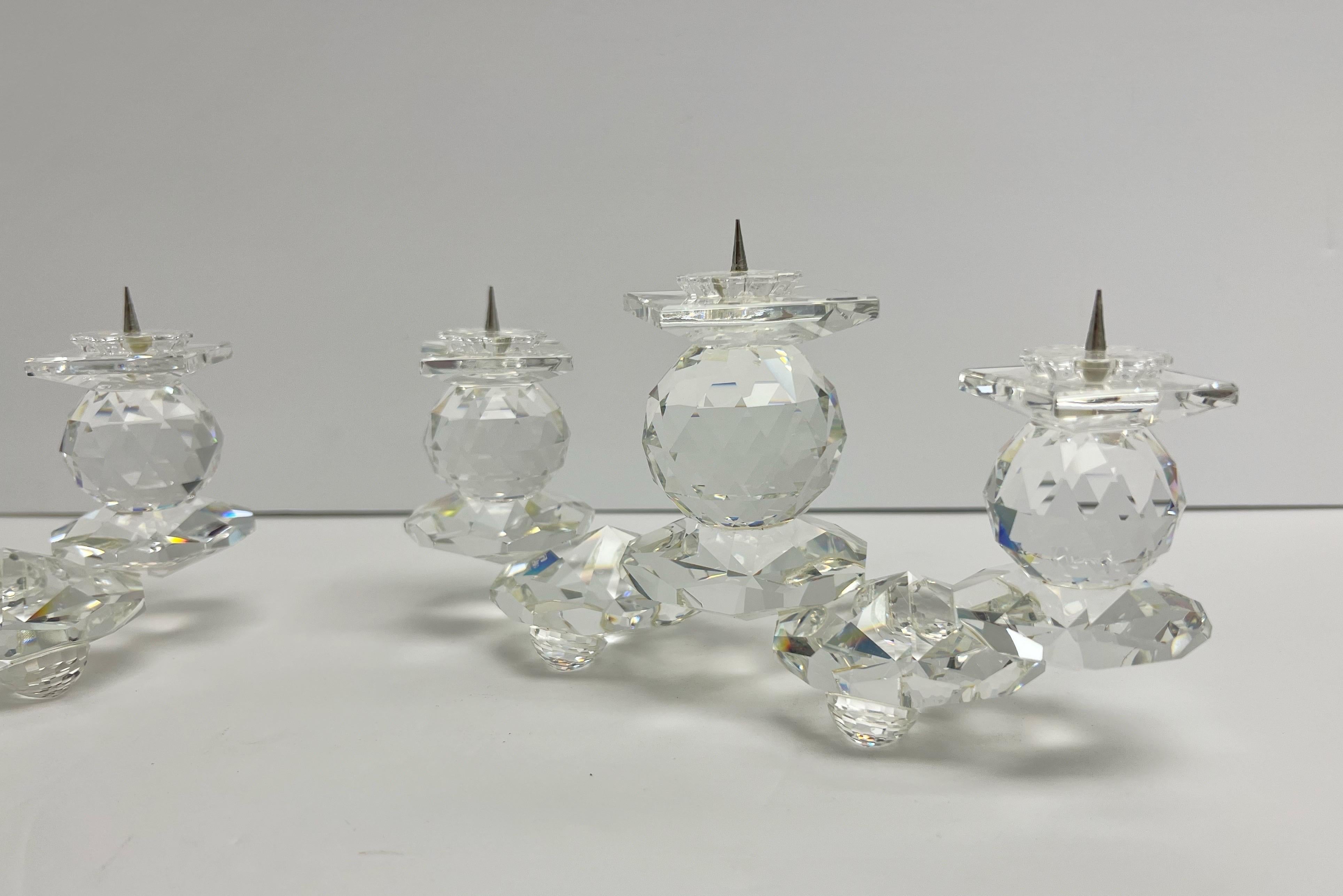 Swarovski Crystal Pair of  Large Candle Holders Candelabra  For Sale 1