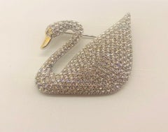 Swarovski Crystal Swan Brooch/ Pin, Signed and Retired