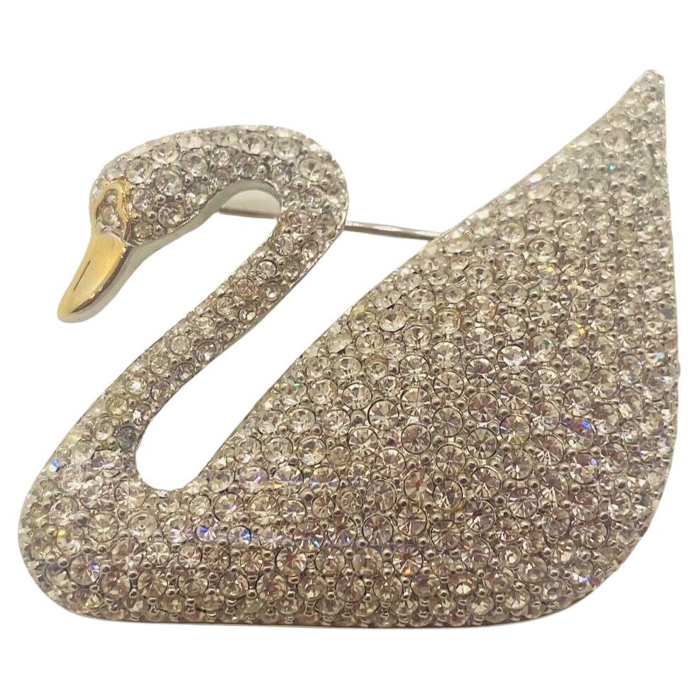 Swarovski Crystal Swan Brooch/ Pin, Signed and Retired