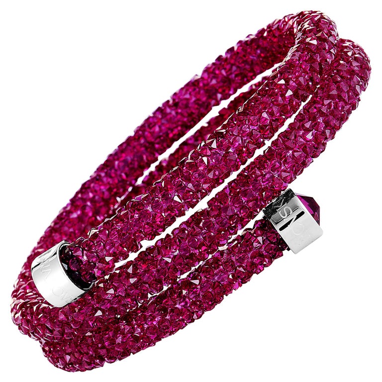 Swarovski Crystaldust Fuchsia Crystal Double Bangle Bracelet 5273643-M  Medium at 1stDibs | crystaldust london, swarovski crystaldust bracelet, swarovski  crystal dust bracelet