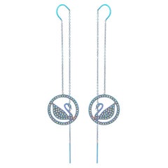 Swarovski Crystals Pop Swan Round Lilac Purple PVD Coating Pierced Drop Earrings