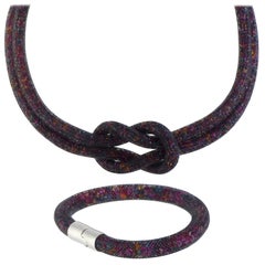Swarovski Crystals Stardust Dark Multi-Color Necklace and Bracelet Set