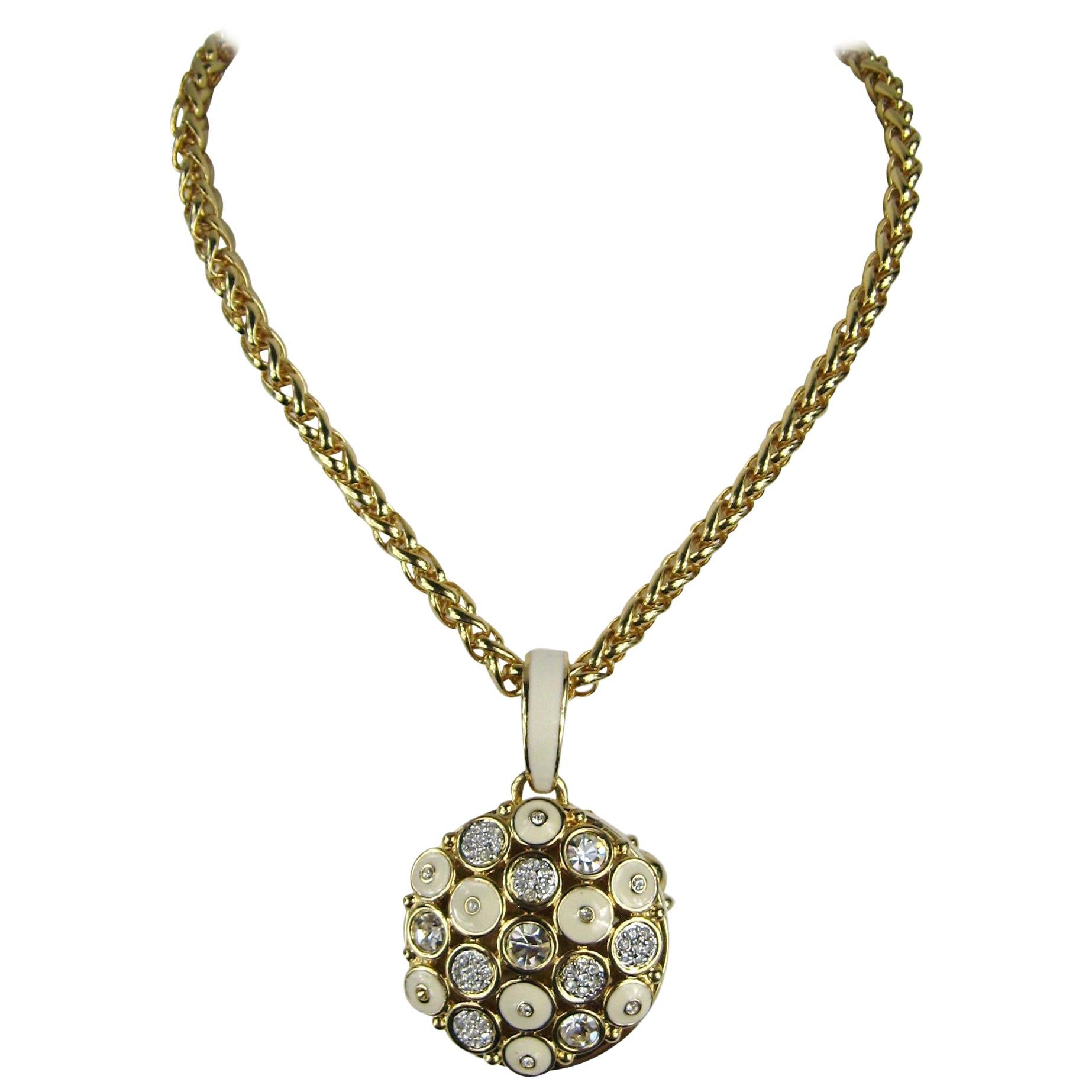  Swarovski Drop Necklace Bezel Crystal & Enamel Pendant New, Never Worn  For Sale
