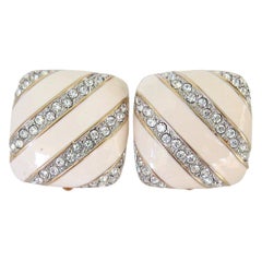 Swarovski Earrings Crystal Cream Square  New, Never Worn