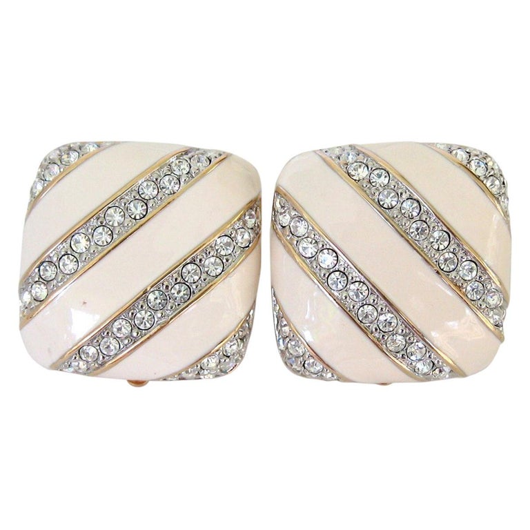 Swarovski Earrings Crystal Cream Square New, Never Worn For Sale at 1stDibs  | square swarovski earrings