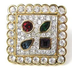 Swarovski Earrings Crystal Multi colored Square New and Never worn -1980s
