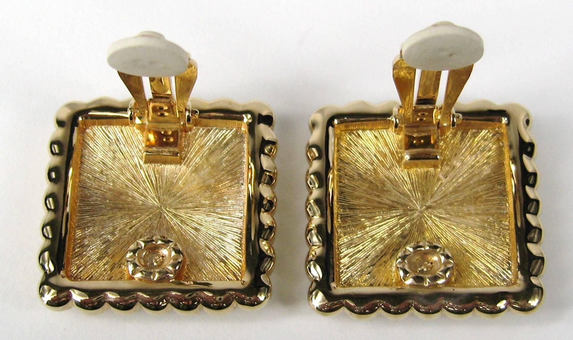 Brilliant Cut Swarovski Earrings Crystal Multi colored Square New and Never worn -1980s For Sale