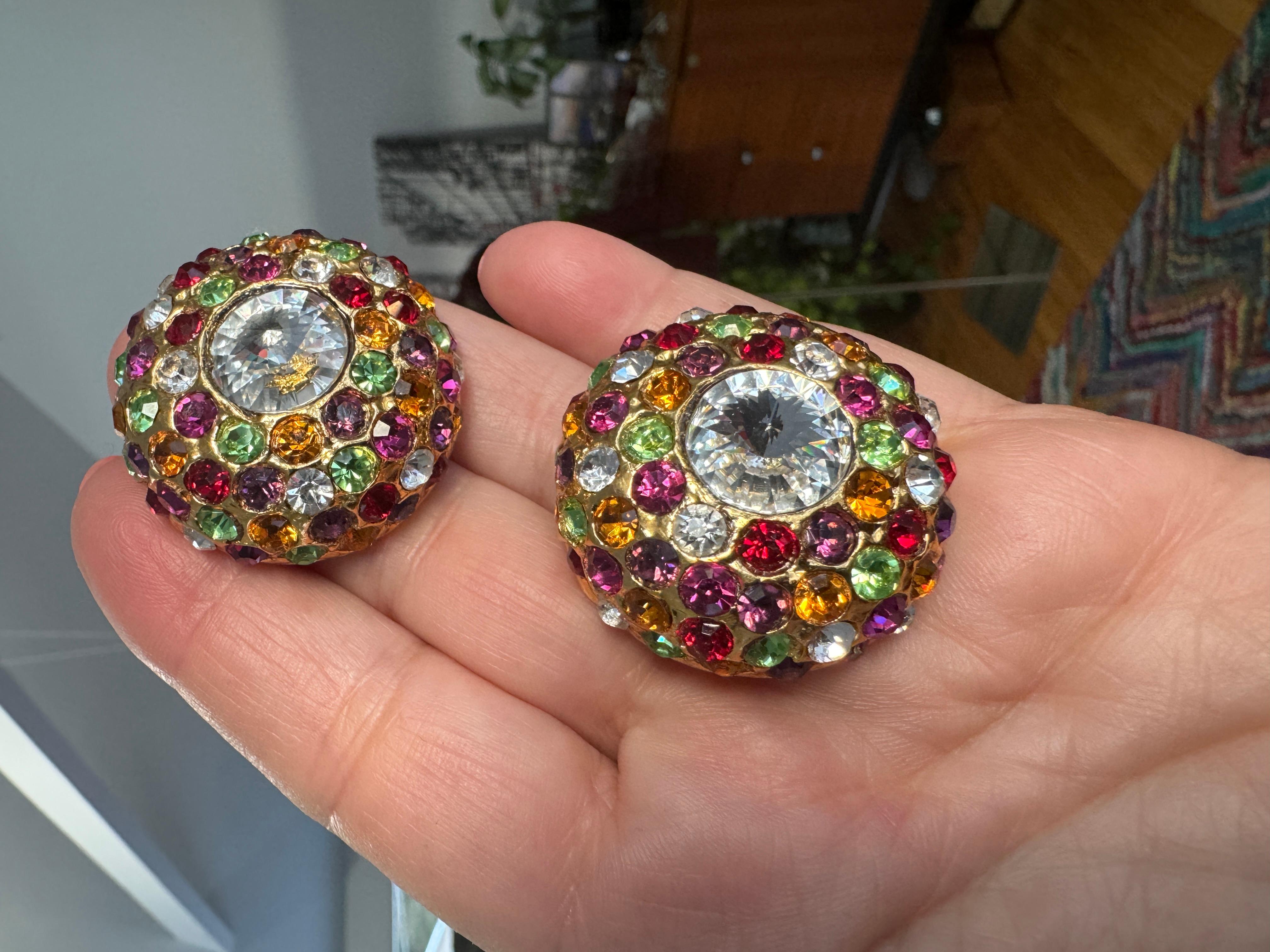 Swarovski EARRINGS Crystal arc-en-ciel - Nouveau stock ancien - années 1980 en vente 8