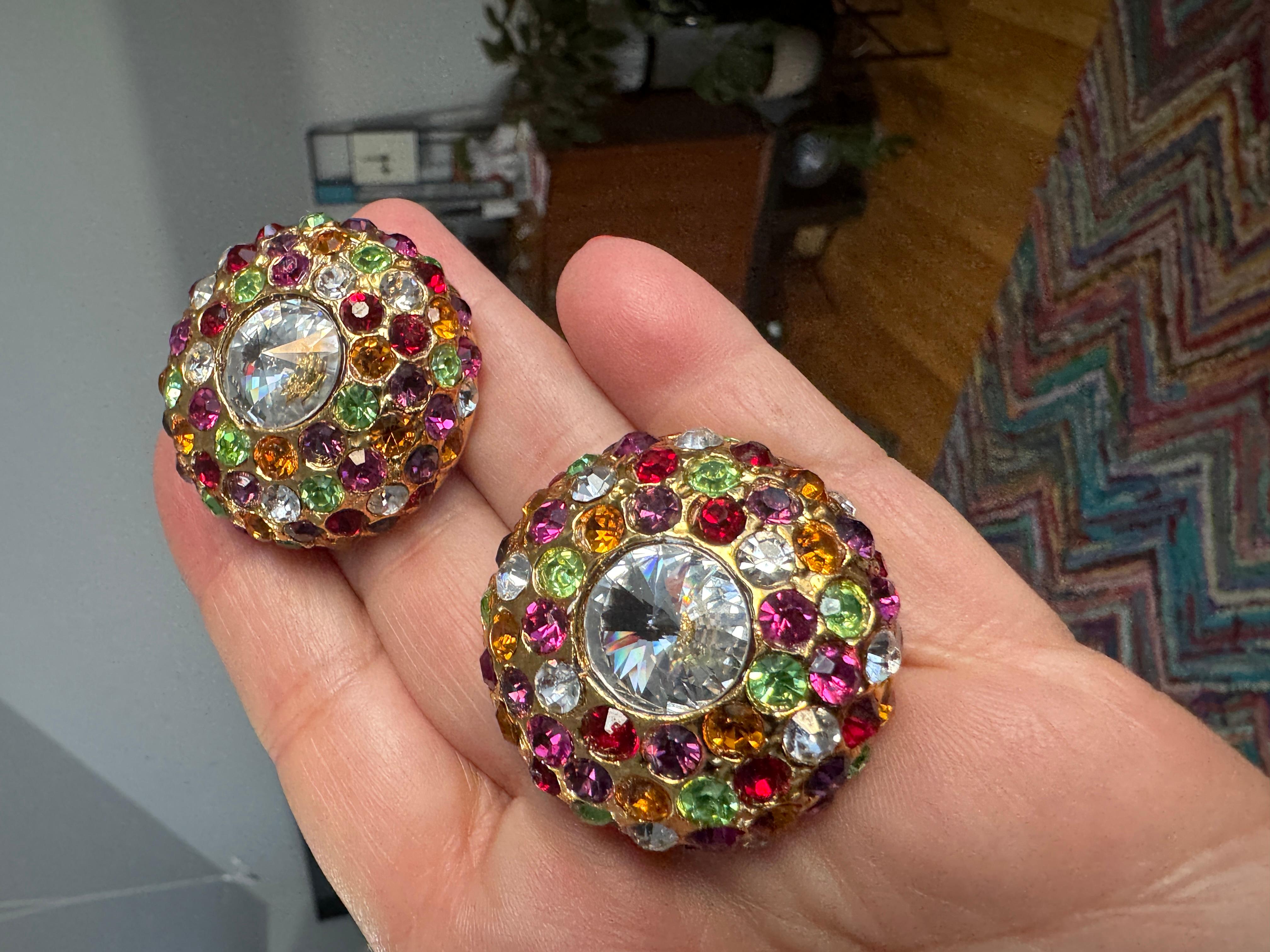 Swarovski EARRINGS Crystal arc-en-ciel - Nouveau stock ancien - années 1980 en vente 3