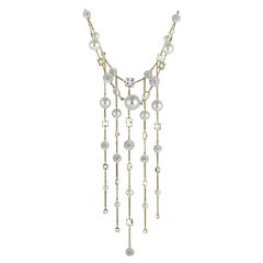 Swarovski Elegance White Gold-Plated Crystal, Crystal Pearl and Crystal Pave Nec