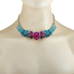 Swarovski Eminence Stainless Steel & Teal/Pink/Yellow Swarovski Crystal Necklace