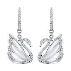 Boucles d'oreilles en forme de cygne fidèle Swarovski