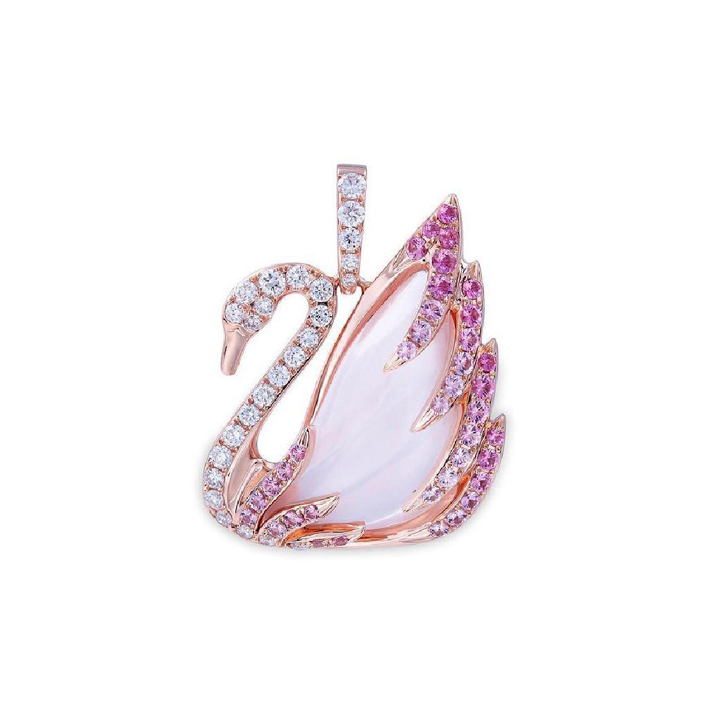 swarovski pink swan necklace