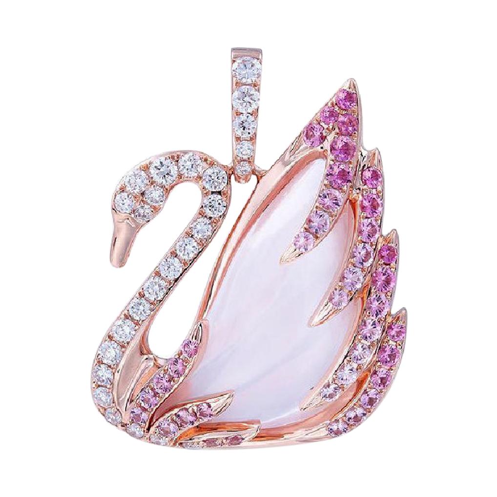 Swarovski Faithful Swan Pendant, Pink with Chain