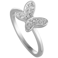 Swarovski Field Stainless Steel Rhodium-Plated Crystal Butterfly Ring