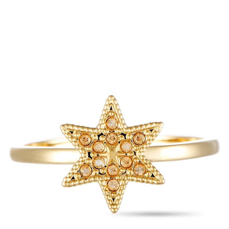 Swarovski Field Yellow Gold-Plated Crystal Star Ring In New Condition In Southhampton, PA