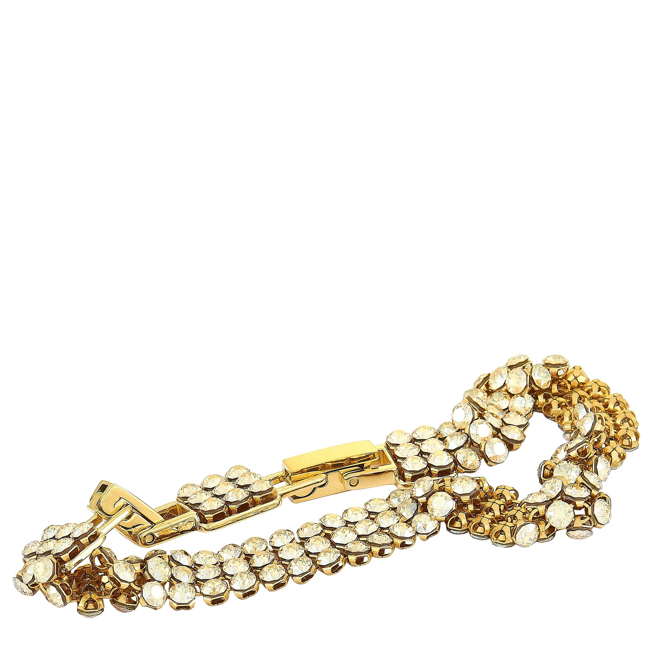 Swarovski Fit Yellow Gold-Plated Stainless Steel and Yellow Crystal Bracelet In New Condition In Southampton, PA