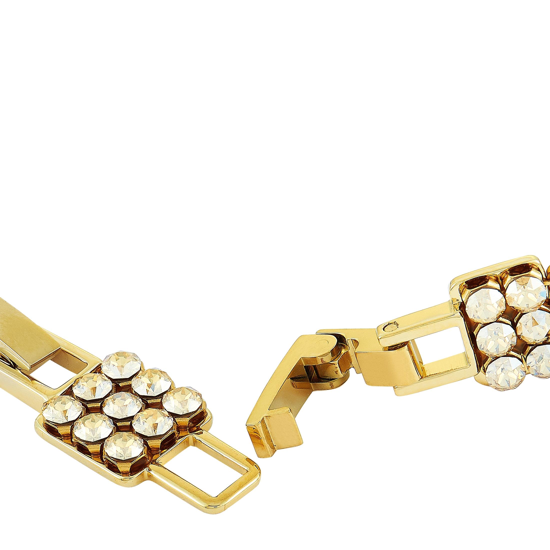 Women's Swarovski Fit Yellow Gold-Plated Stainless Steel and Yellow Crystal Bracelet