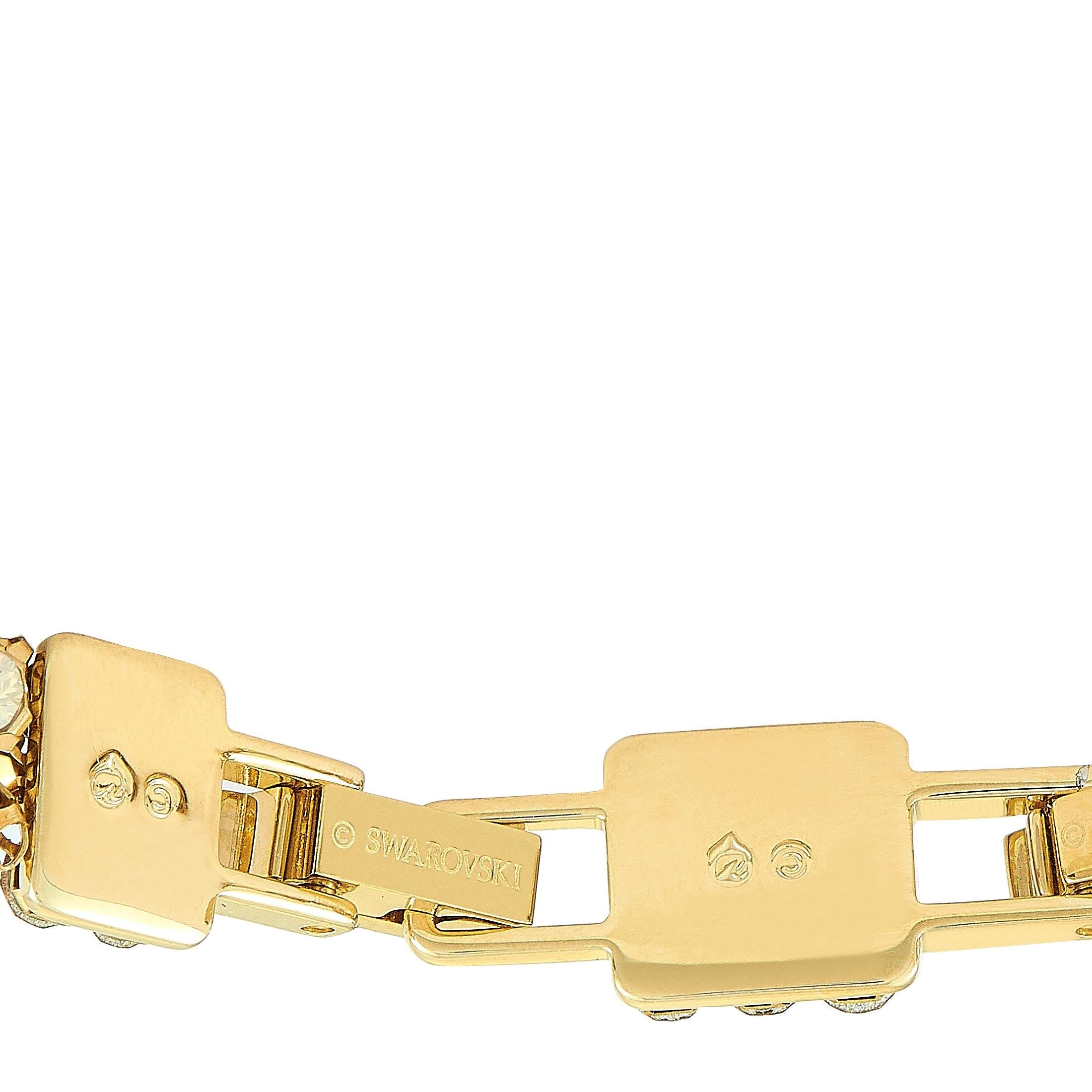 Swarovski Fit Yellow Gold-Plated Stainless Steel and Yellow Crystal Bracelet 1