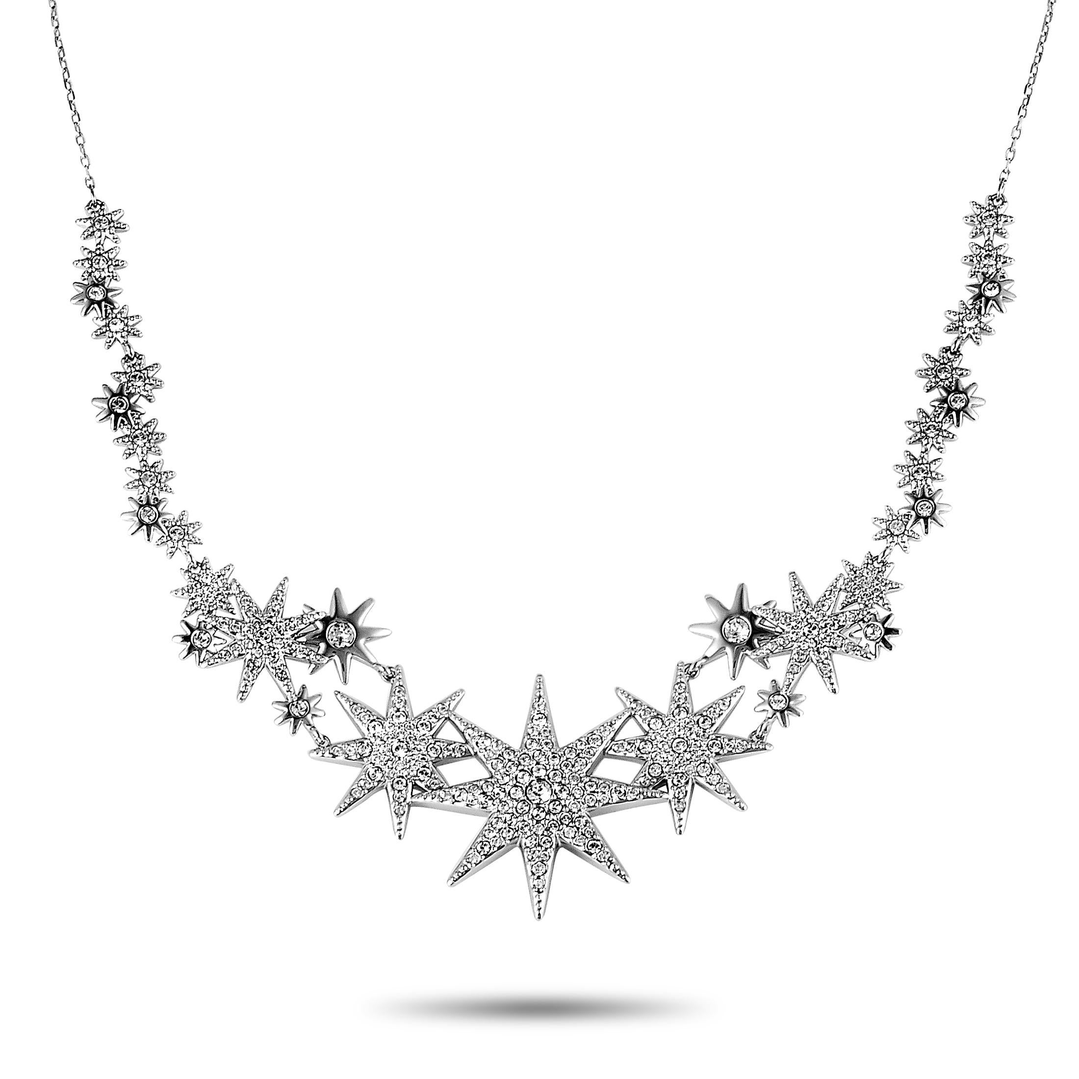 Swarovski Fizzy Rhodium-Plated Crystal Necklace and Earrings Set at 1stDibs