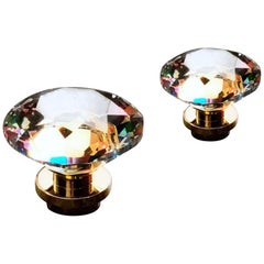 Vintage Swarovski for Dornbracht Cut Crystal and Polished Brass Fixture Handle Knob