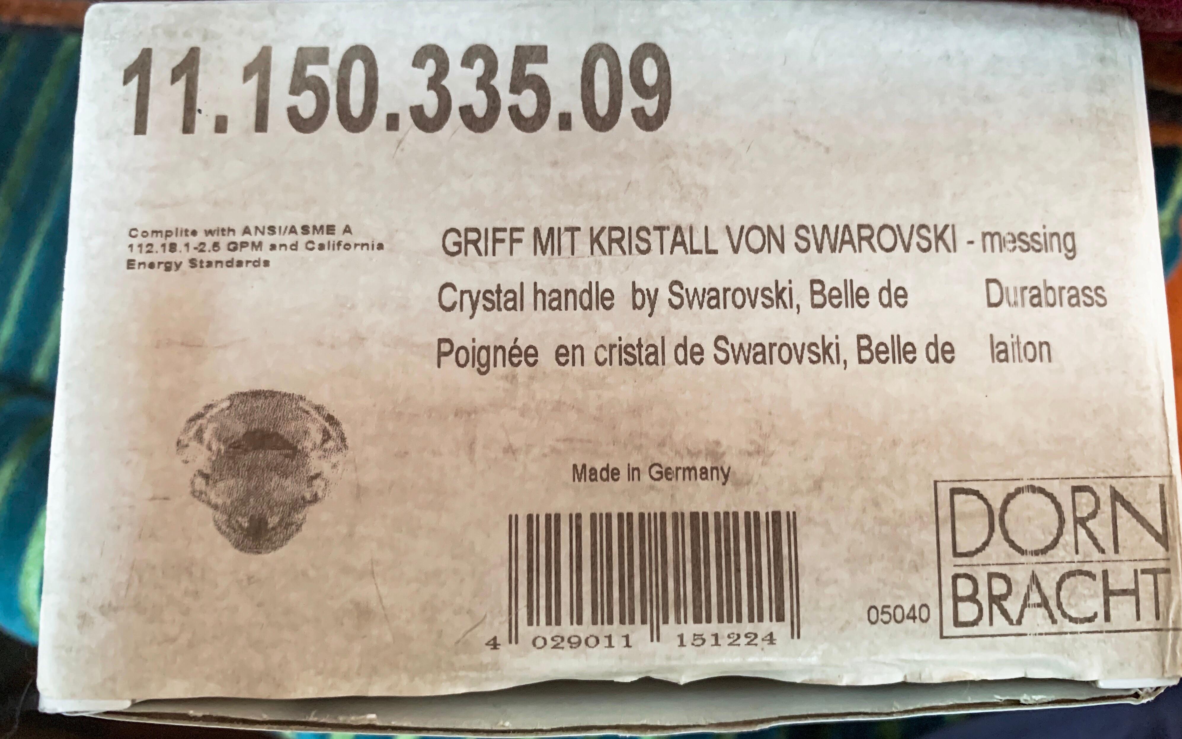 German Swarovski for Dornbracht Cut Crystal and Polished Brass Fixture Handle Knob