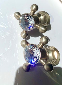 Swarovski for Rohl Brushed Nickel Captains Wheel Regency Handles, Knobs, Italy