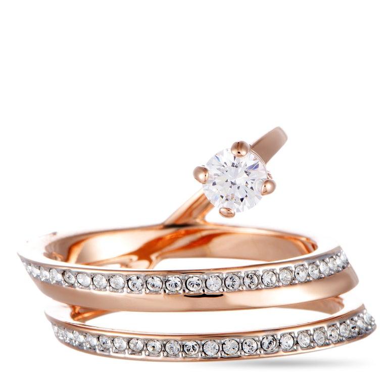 Swarovski Fresh Rose Gold Plated Crystal Swirl Ring