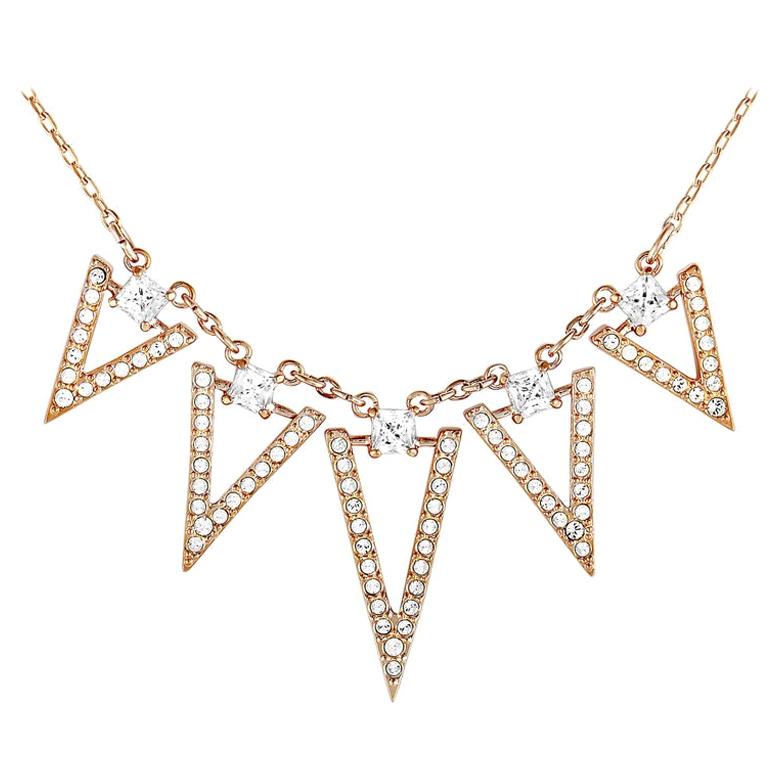 Swarovski Funk Rose Gold-Plated Crystal Chain Necklace For Sale