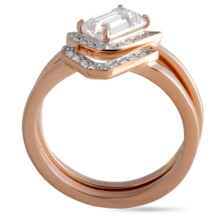 The â€œGalleryâ€ ring set by Swarovski includes rose gold-plated rings that are embellished with crystals and weigh 6.7 grams in total. The set boasts band thickness of 4 mm and top height of 4 mm, while top dimensions measure 13 by 12 mm. Offered