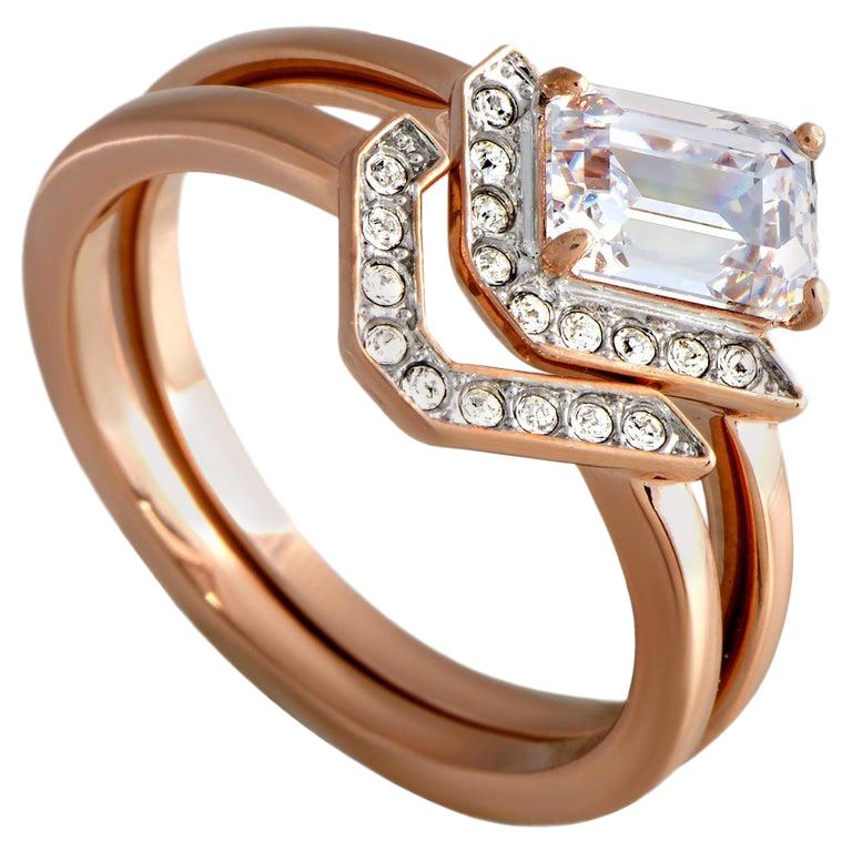 Swarovski Gallery Rose Gold-Plated Crystal Ring Set