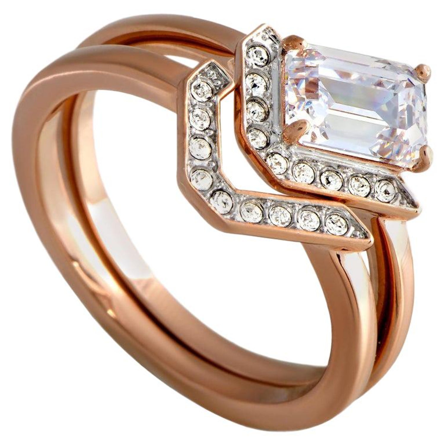 Swarovski Gallery Rose Gold-Plated Crystal Ring Set For Sale at 1stDibs