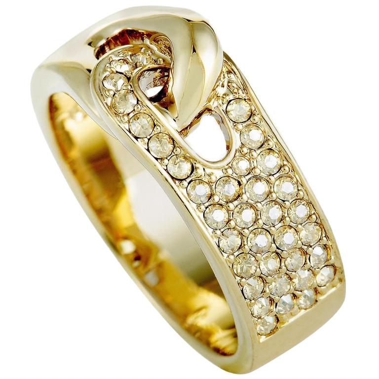 Swarovski Gallon Gold-Plated and Crystal Interlocking Band Ring For Sale