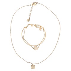 Swarovski Ginger Disc Crystals Necklace & Bangle Gift Set White Rose Gold Tone