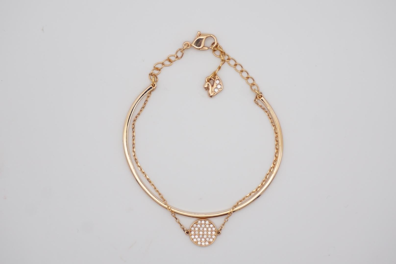 Swarovski Ginger Disc Round Crystals Collana Bangle Bracelet Set oro rosa in vendita 8
