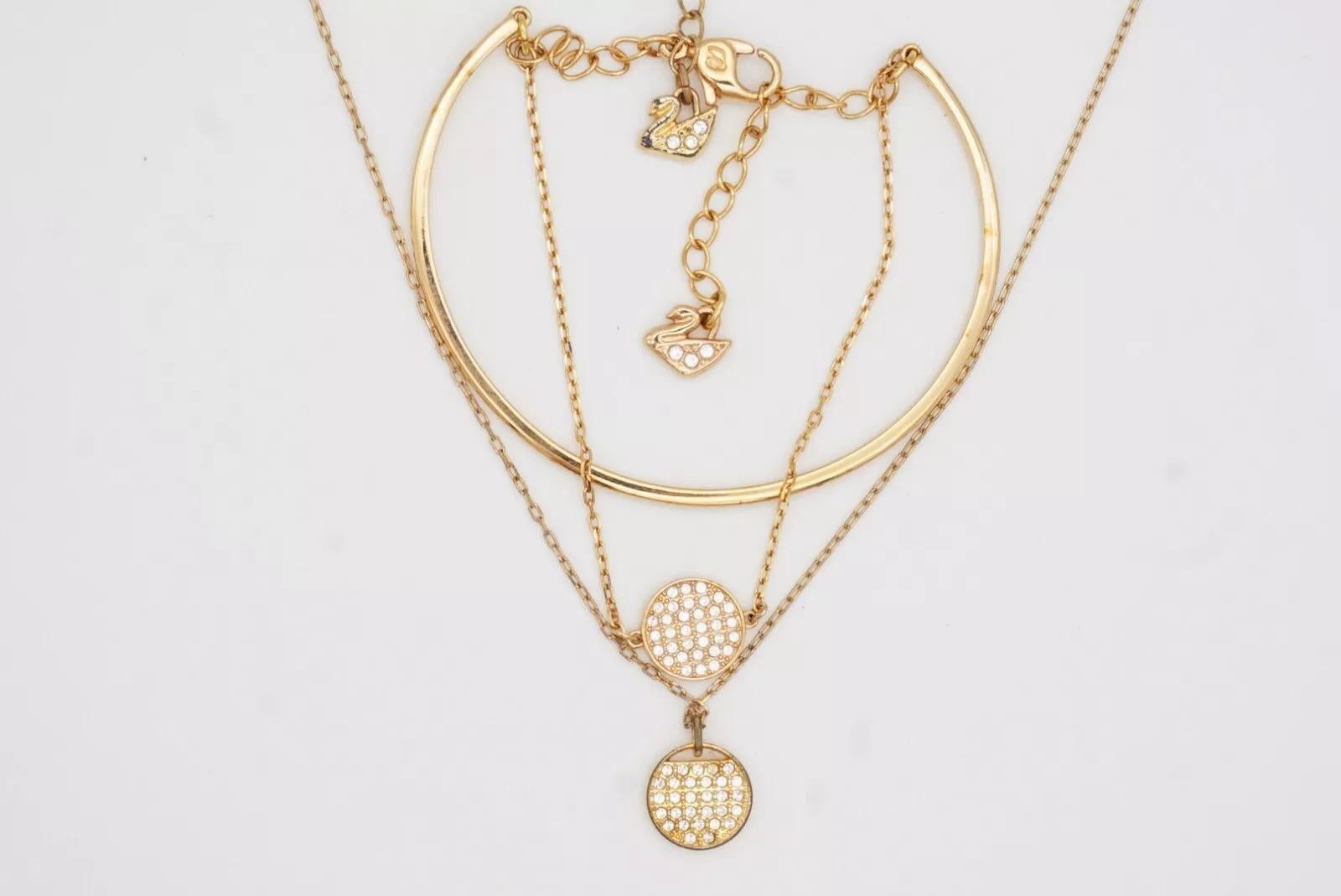 Swarovski Ginger Disc Round Crystals Collana Bangle Bracelet Set oro rosa in vendita 12