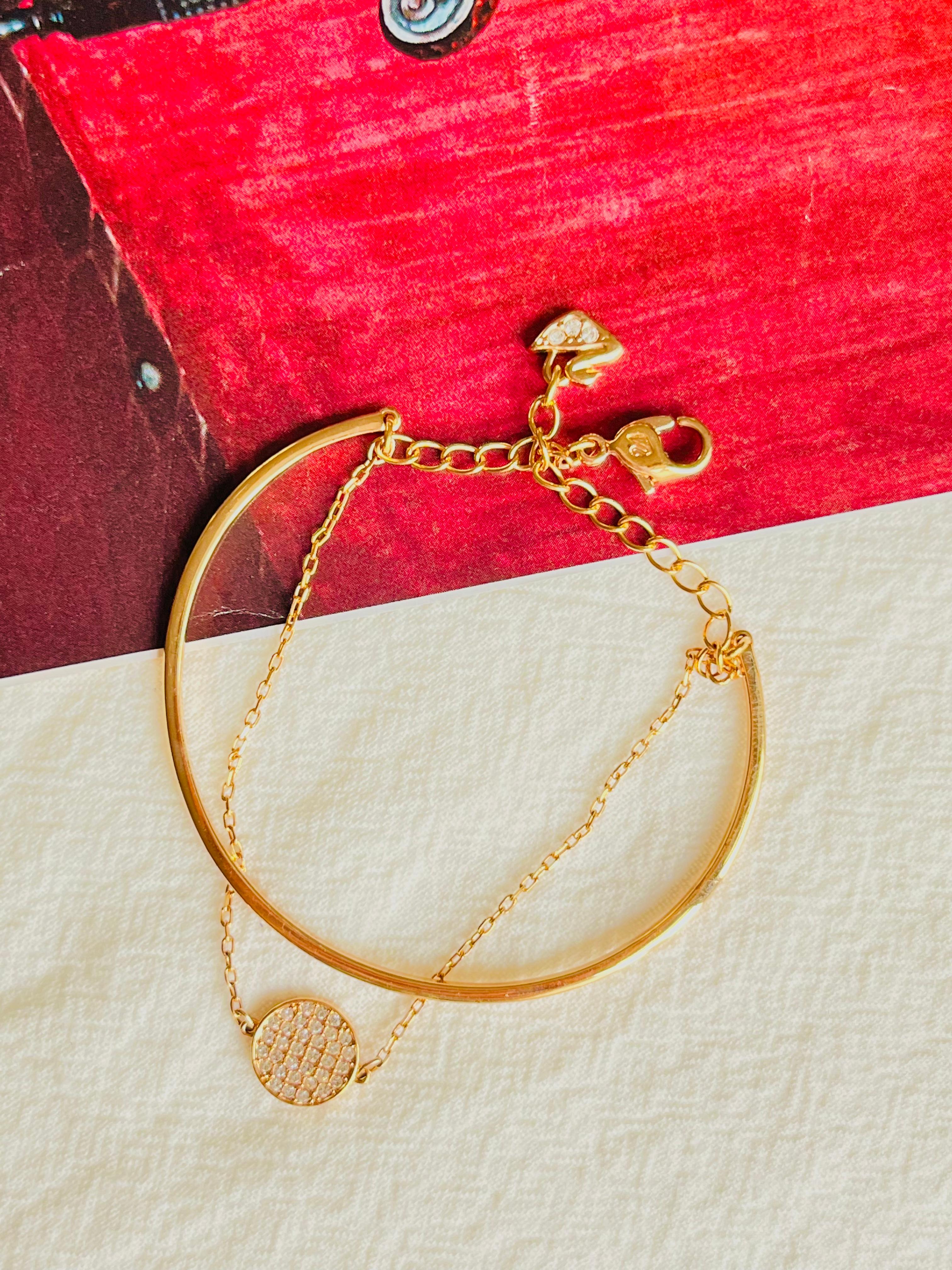 Swarovski Ginger Disc Round Crystals Collana Bangle Bracelet Set oro rosa in vendita 2